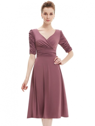Ever Pretty Ruched Waist Classy V-Neck Casual Cocktail 