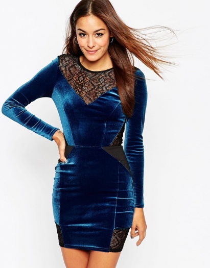 Lace And Mix Velvet Bodycon