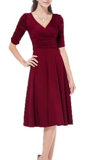 Viwenni Women 3/4 Sleeve Ruched Waist Classy 